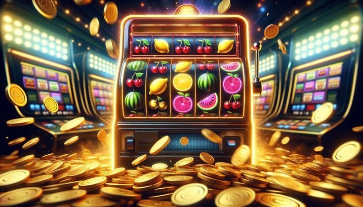 Ilustrasi cara kerja mesin slot online dengan simbol dan gulungan digital di platform ufcslot